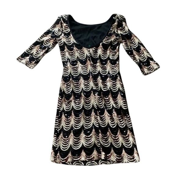 Art Deco Scalloped Sequin Dress Sz Med Gatsby 20s Style Event Glam - Picture 5 of 10